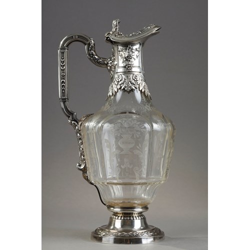 A 19th century crystal silver mounted Ewer, Edouard Ernie 